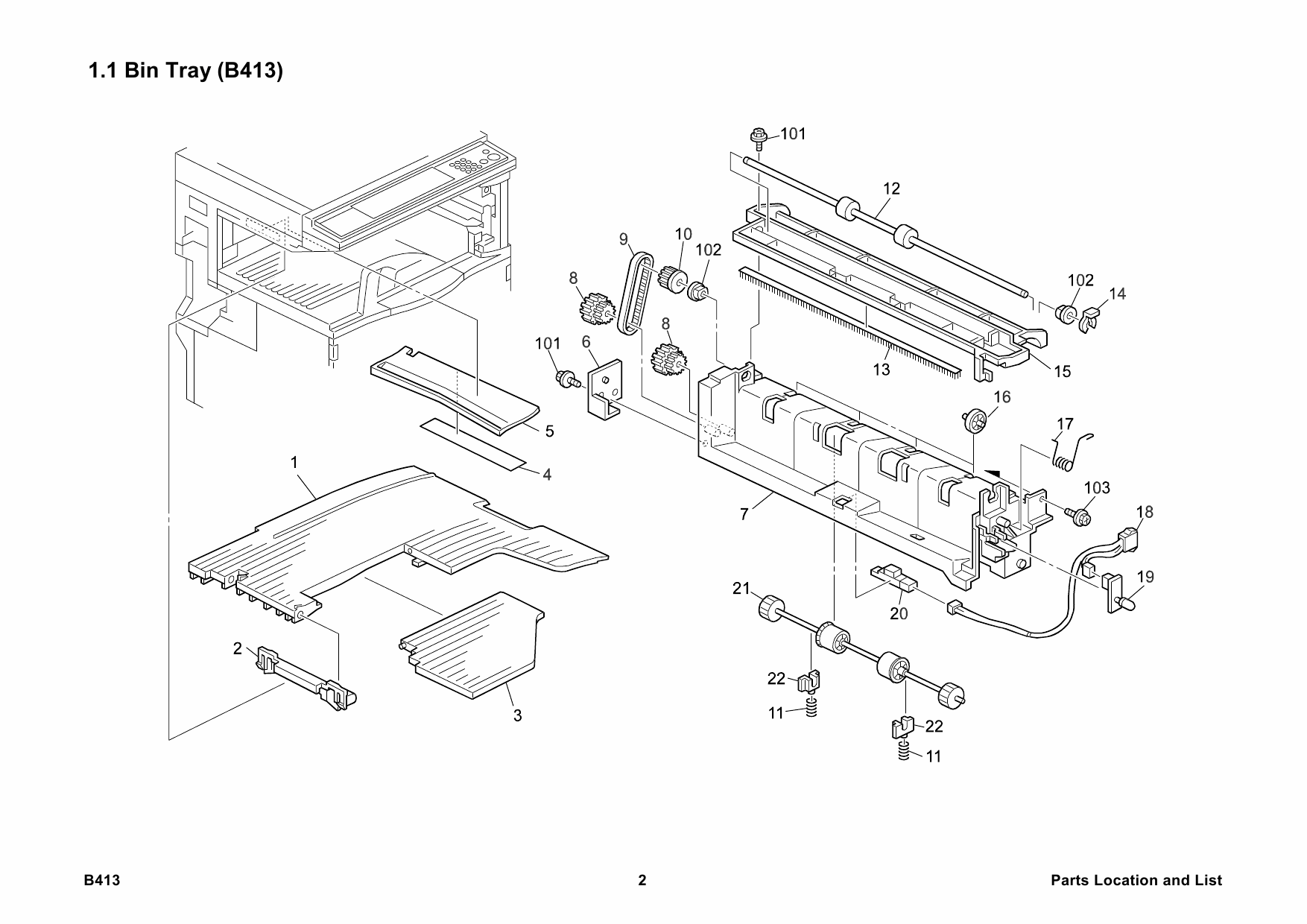 RICOH Options B413 1-BIN-TRAY-UNIT Parts Catalog PDF download-4